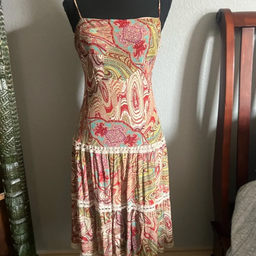 Lily Pink and Green Spaghetti Strap Sundress - Picture 2 of 2